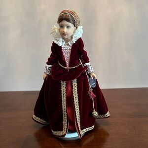 American Doll Isabel England Elegant Burgundy Doll with Lace Details